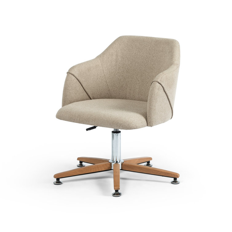 Edna Fedora Oatmeal Adjustable Swivel Task Chair in Brown Leather