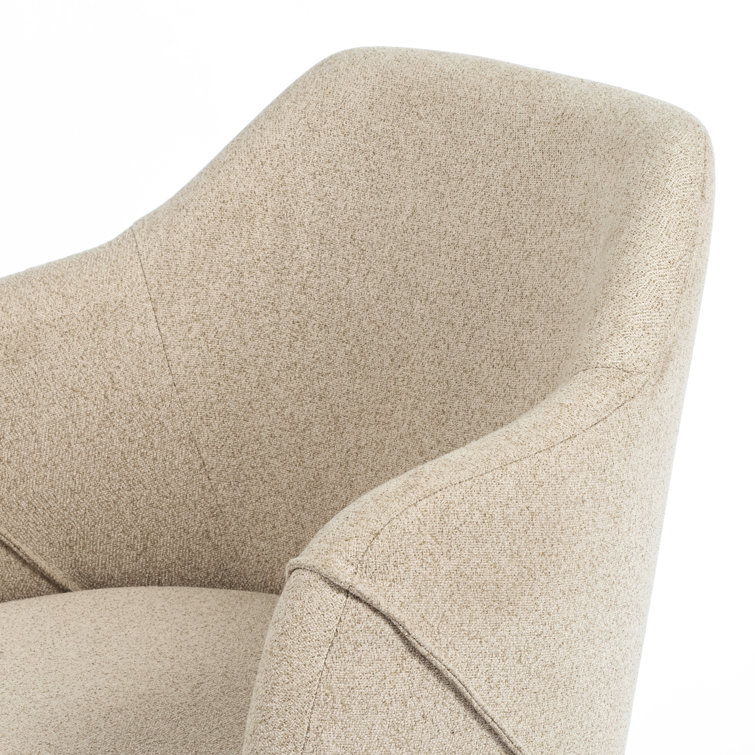 Edna Fedora Oatmeal Adjustable Swivel Task Chair in Brown Leather