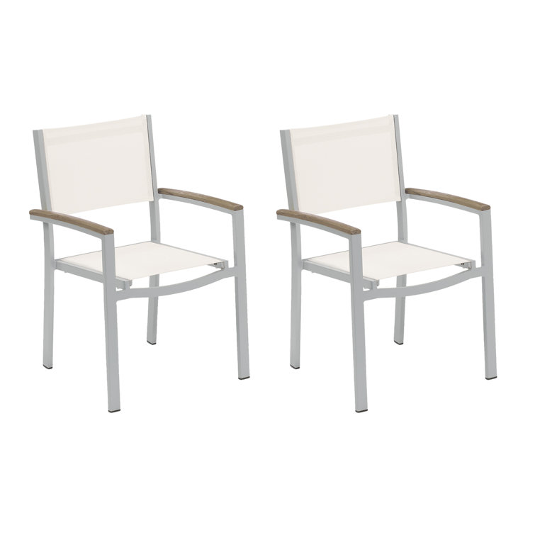 Flint and Black Aluminum Sling Patio Dining Chairs, Set of 2