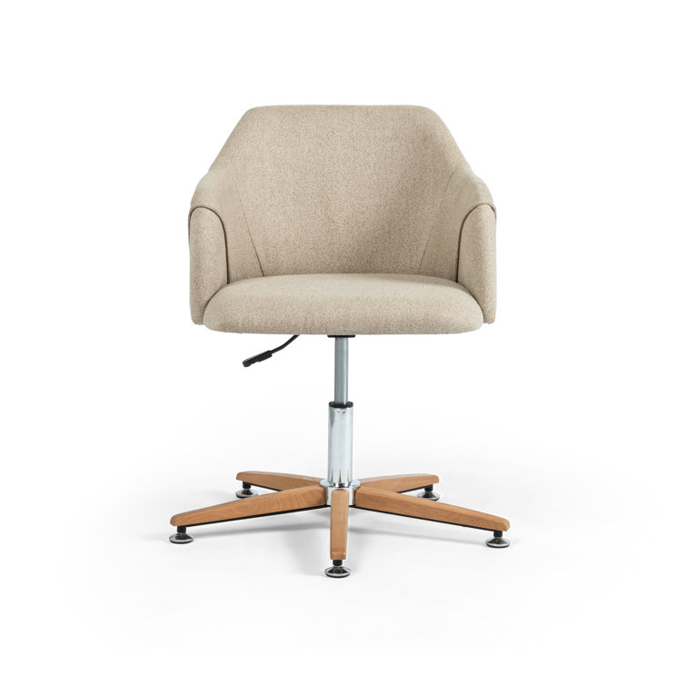 Edna Fedora Oatmeal Adjustable Swivel Task Chair in Brown Leather