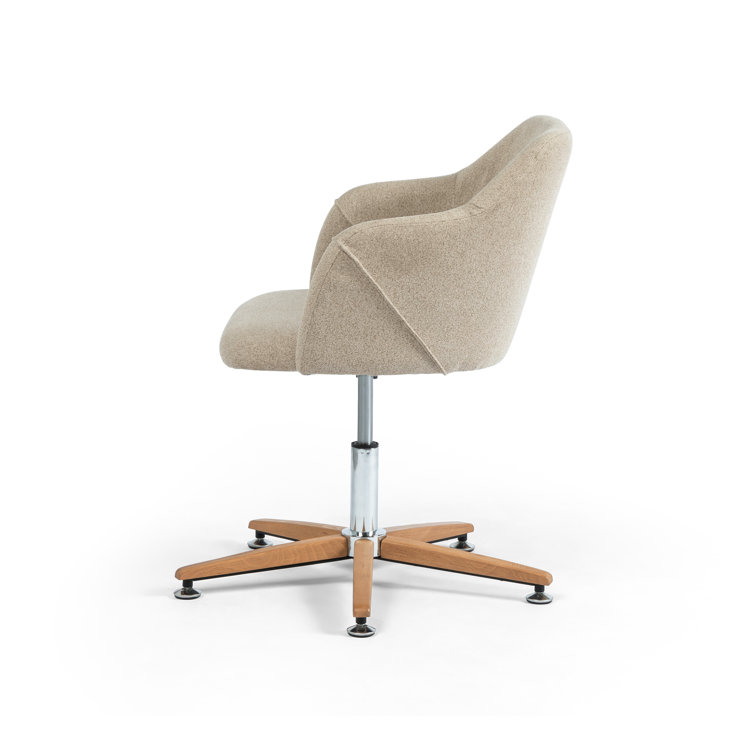 Edna Fedora Oatmeal Adjustable Swivel Task Chair in Brown Leather