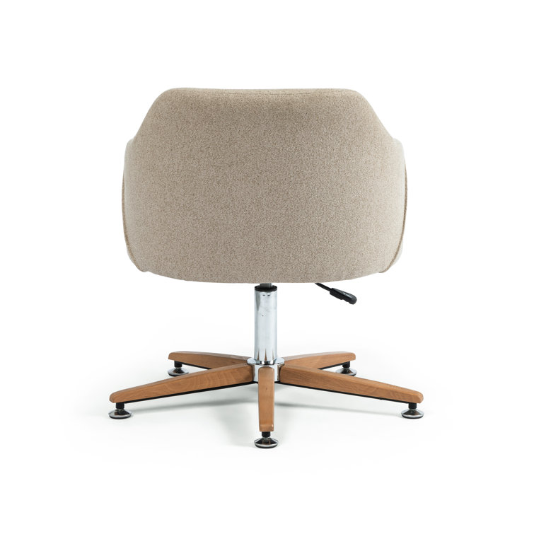 Edna Fedora Oatmeal Adjustable Swivel Task Chair in Brown Leather