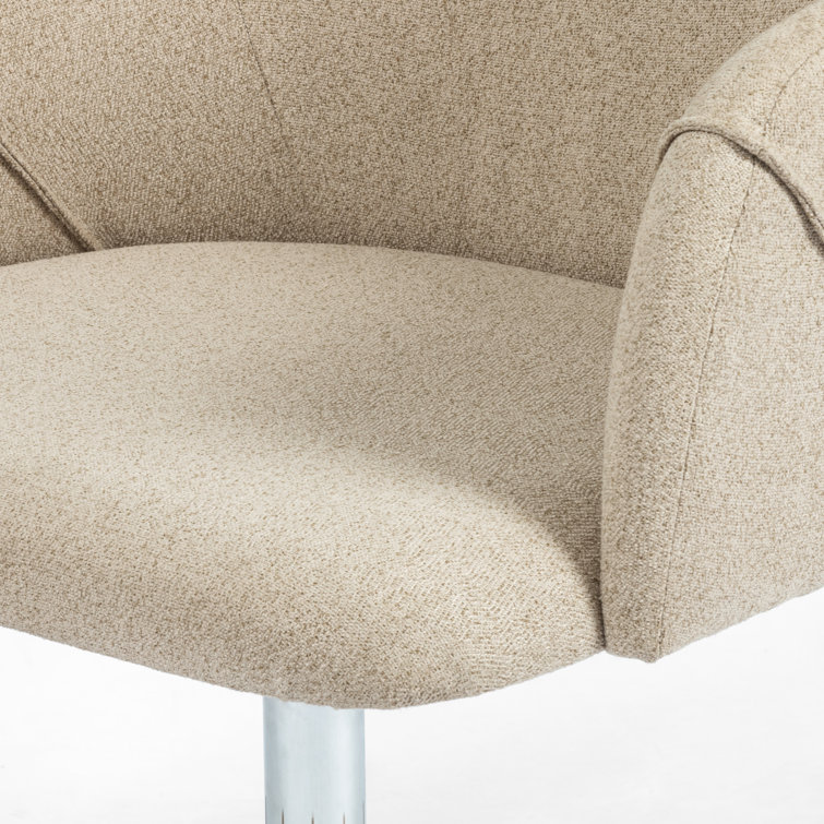 Edna Fedora Oatmeal Adjustable Swivel Task Chair in Brown Leather