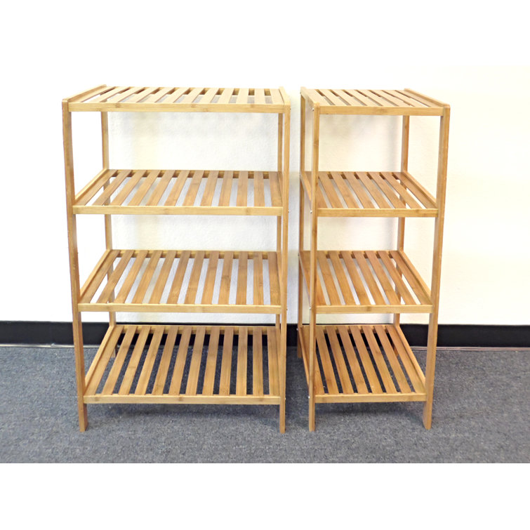 Natural Bamboo 4-Tier Open Shelf Bookcase