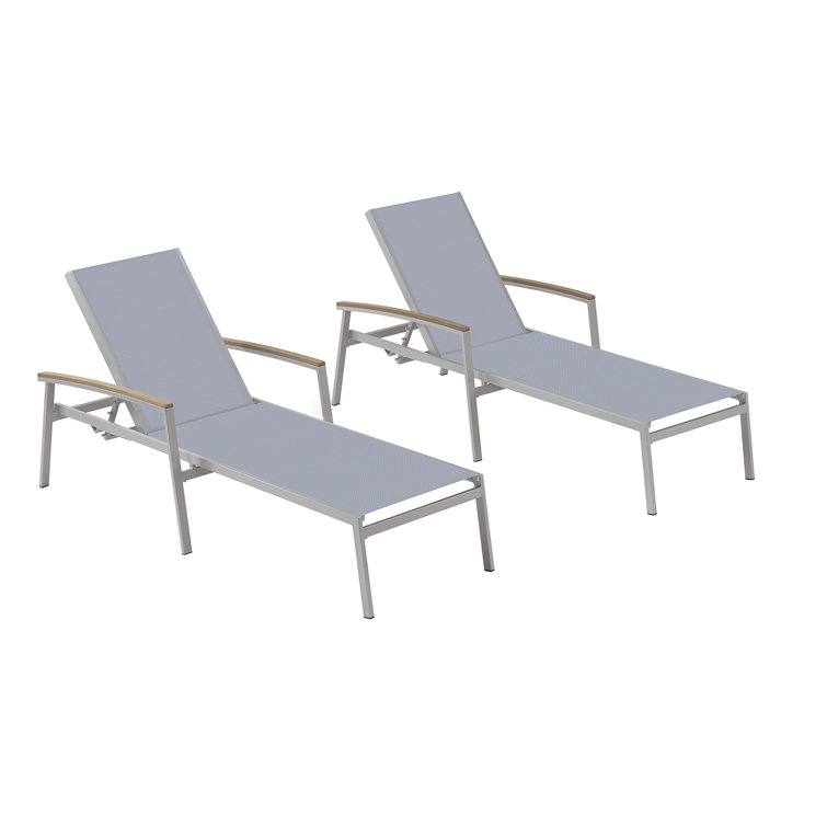 Set of 2 Flint and Cocoa Aluminum Chaise Lounges