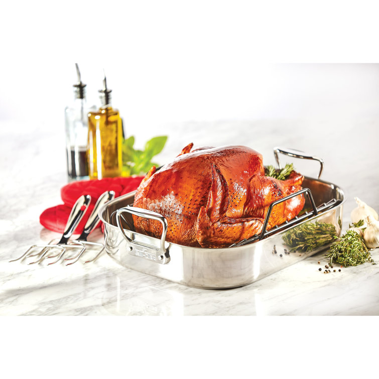 16-Inch Stainless Steel Non-Stick Roasting Pan with Rack