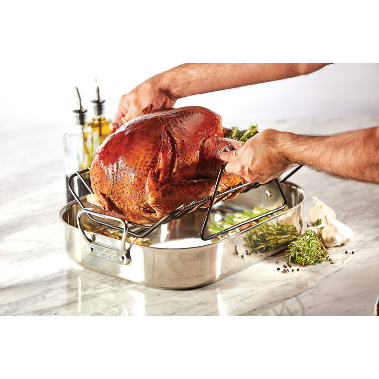 16-Inch Stainless Steel Non-Stick Roasting Pan with Rack