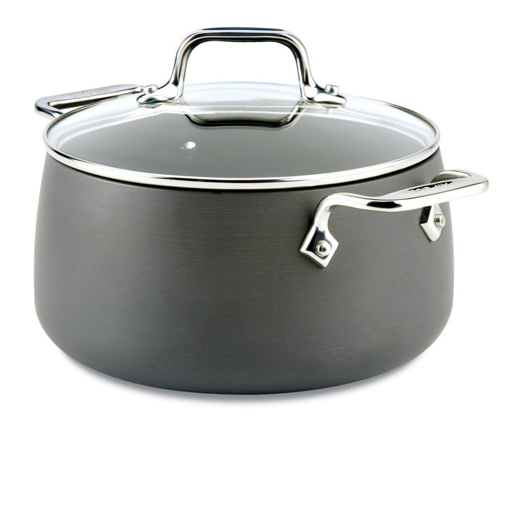 8-Quart Black Aluminum Stock Pot with Lid