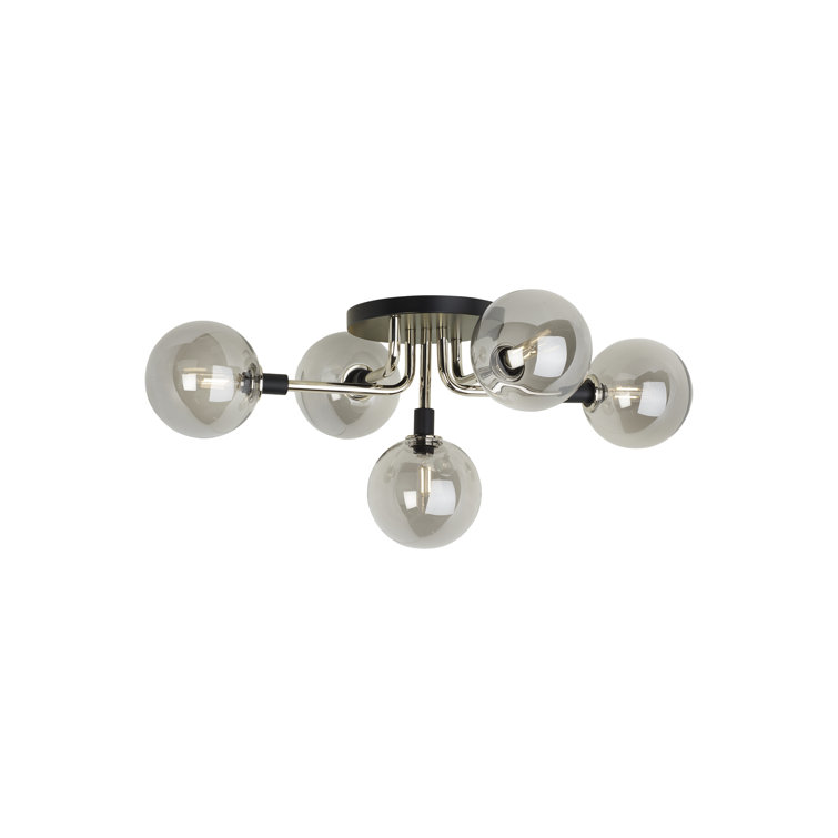 Polished Nickel 5-Light LED Globe Flush Mount