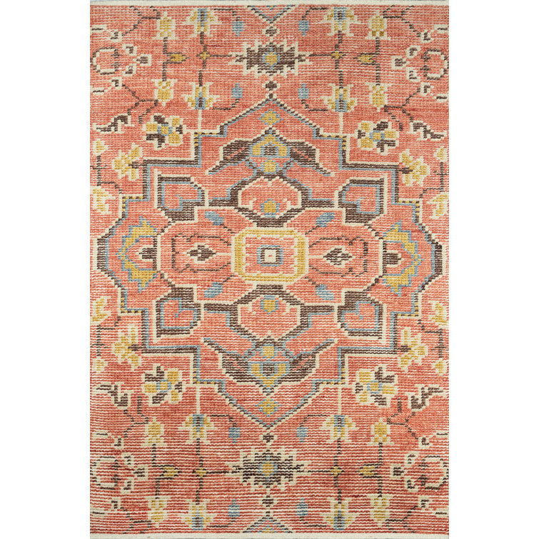 Ophelia Red Hand-Knotted Wool Medallion Area Rug