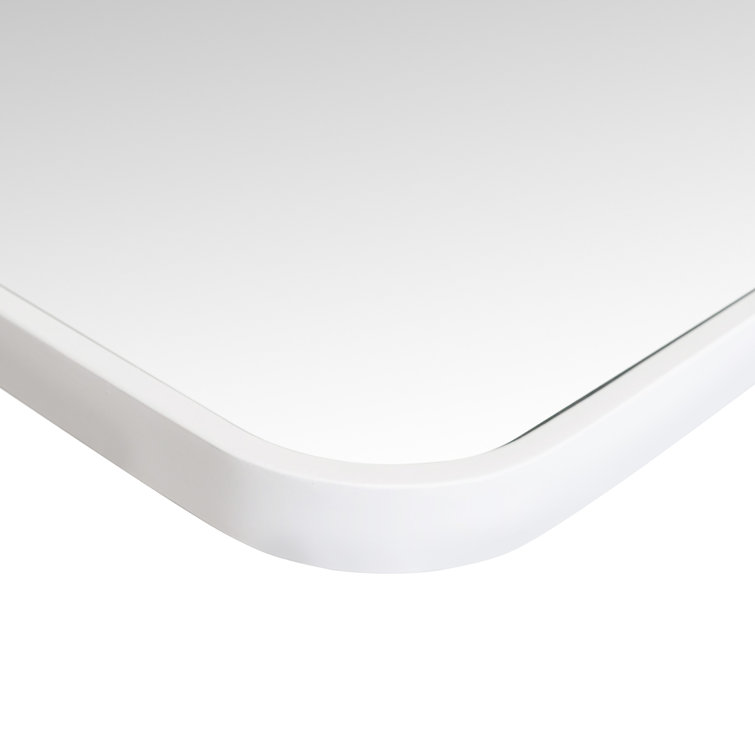 Trinity 40" x 22" White Stainless Steel Rectangular Mirror