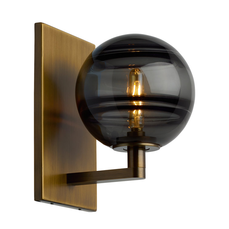 Aged Brass and Smoke Glass Dimmable LED Wall Sconce