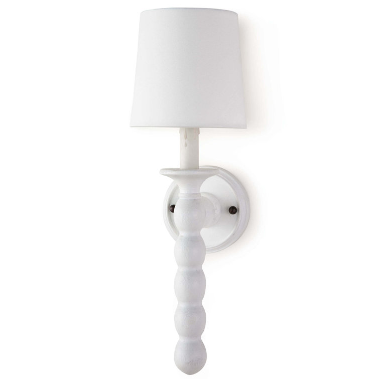 White and Blackened Steel Linen Shade Dimmable Sconce