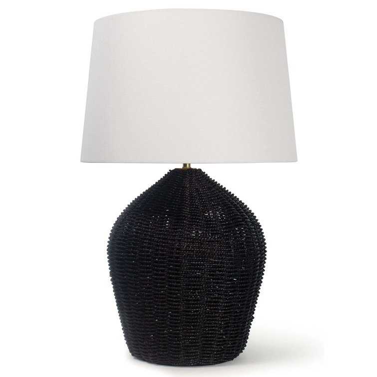 Elegant Georgian Black and Polished Brass Table Lamp with Linen Shade