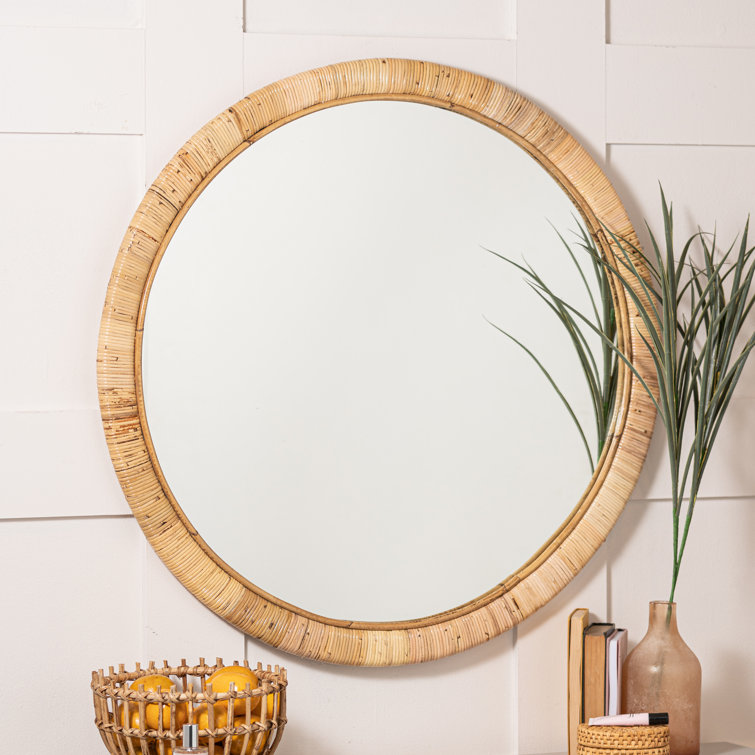 Blaise 34.5" Natural Rattan Round Wall Mirror
