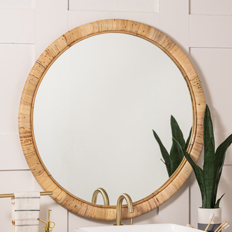 Blaise 34.5" Natural Rattan Round Wall Mirror