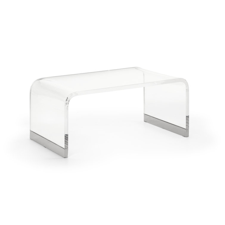 Contemporary Acrylic Waterfall Coffee Table with Nickel Feet