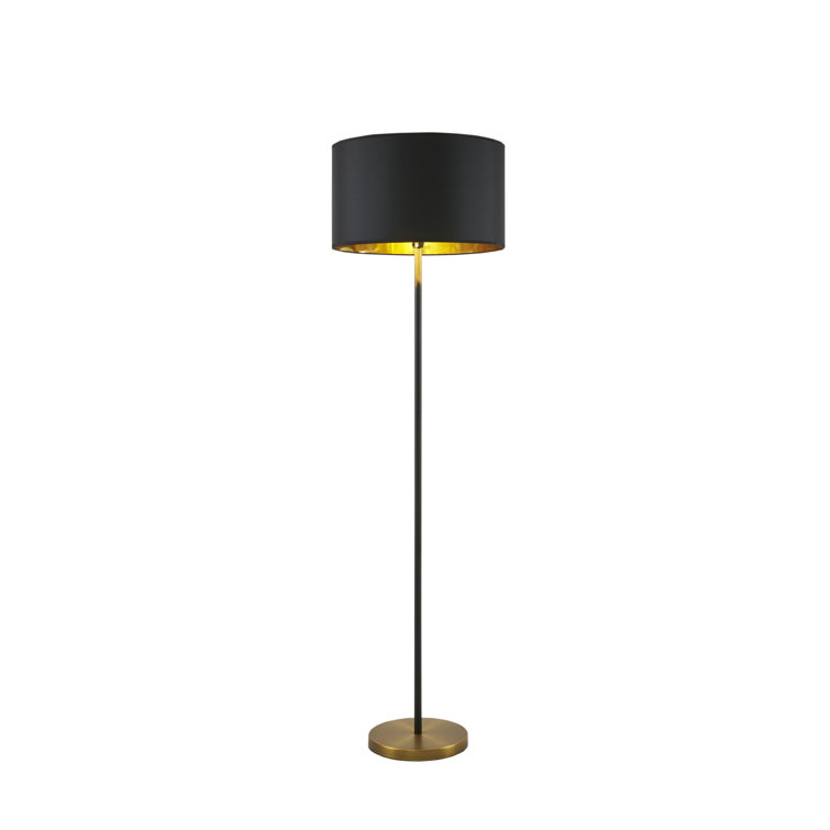 Elegant Black and Gold Metal Floor Lamp with Drum Shade