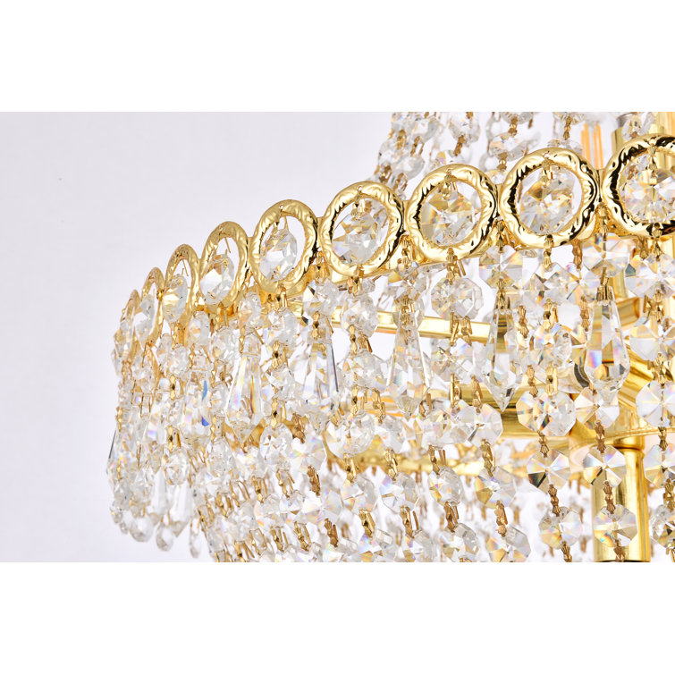 Empire Polished Gold Brass Chandelier with Clear Crystal Shade