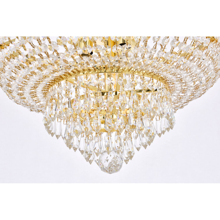 Empire Polished Gold Brass Chandelier with Clear Crystal Shade