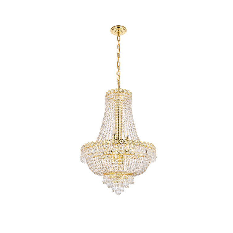 Empire Polished Gold Brass Chandelier with Clear Crystal Shade