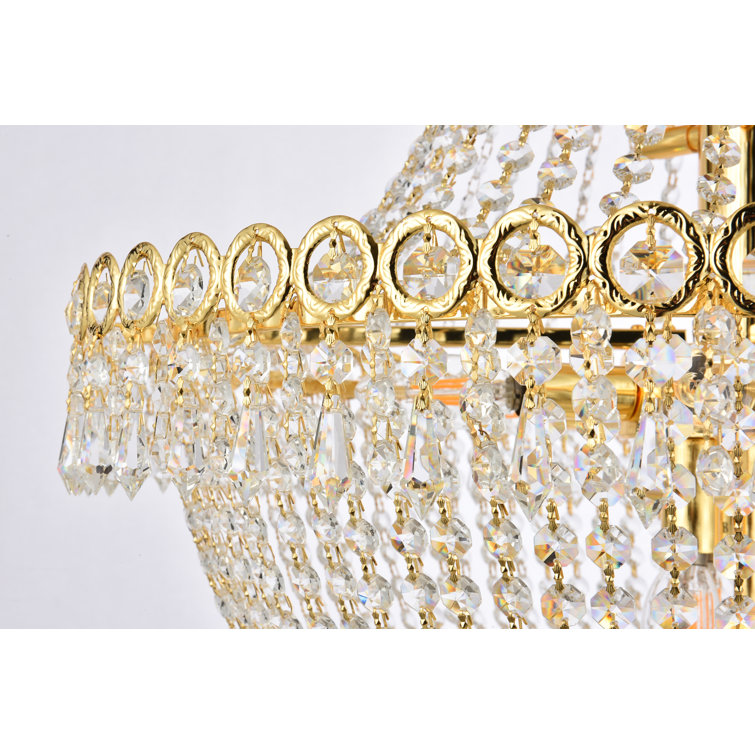 Empire Polished Gold Brass Chandelier with Clear Crystal Shade