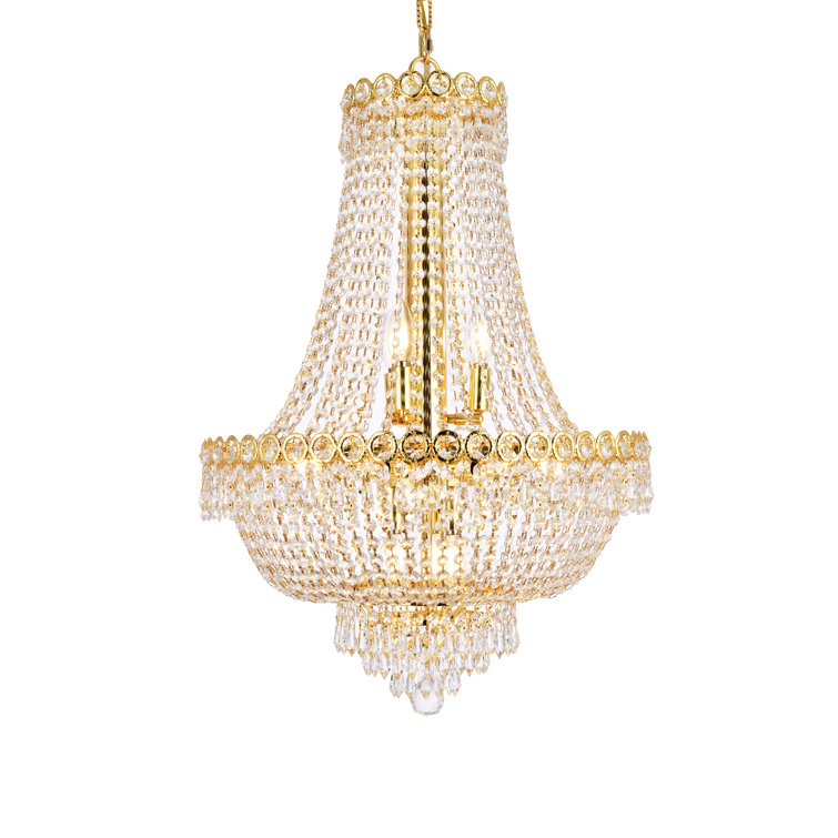 Empire Polished Gold Brass Chandelier with Clear Crystal Shade
