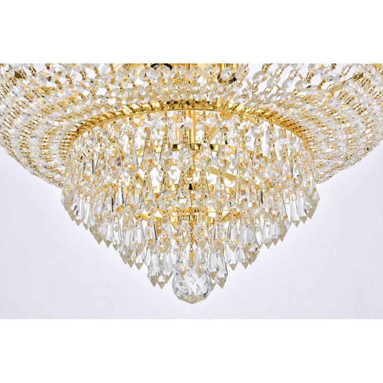 Empire Polished Gold Brass Chandelier with Clear Crystal Shade