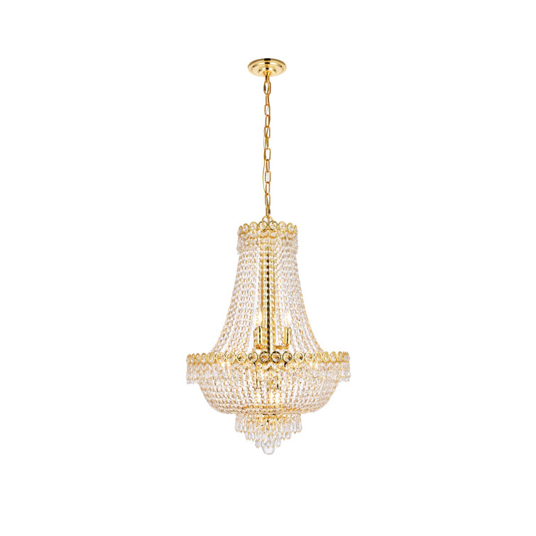 Empire Polished Gold Brass Chandelier with Clear Crystal Shade