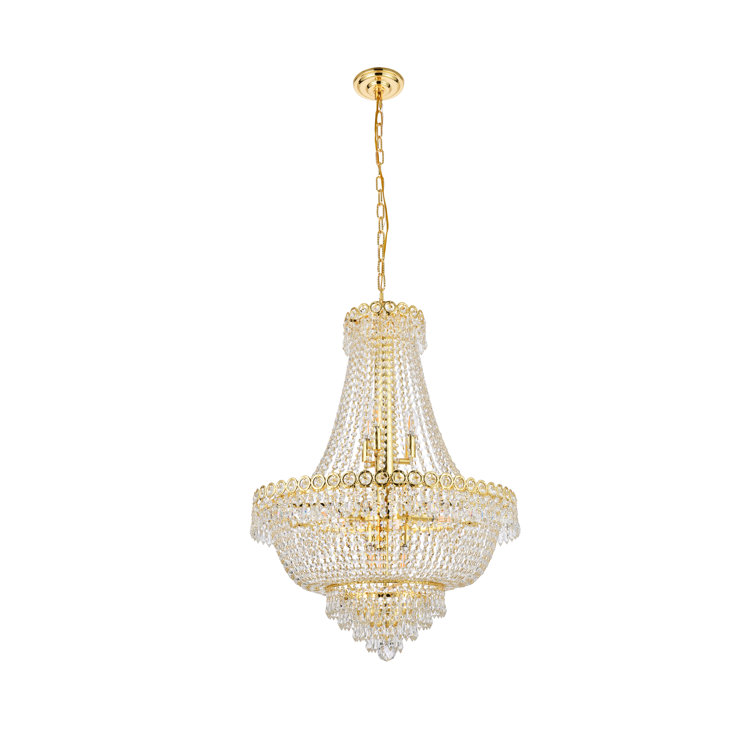 Empire Polished Gold Brass Chandelier with Clear Crystal Shade