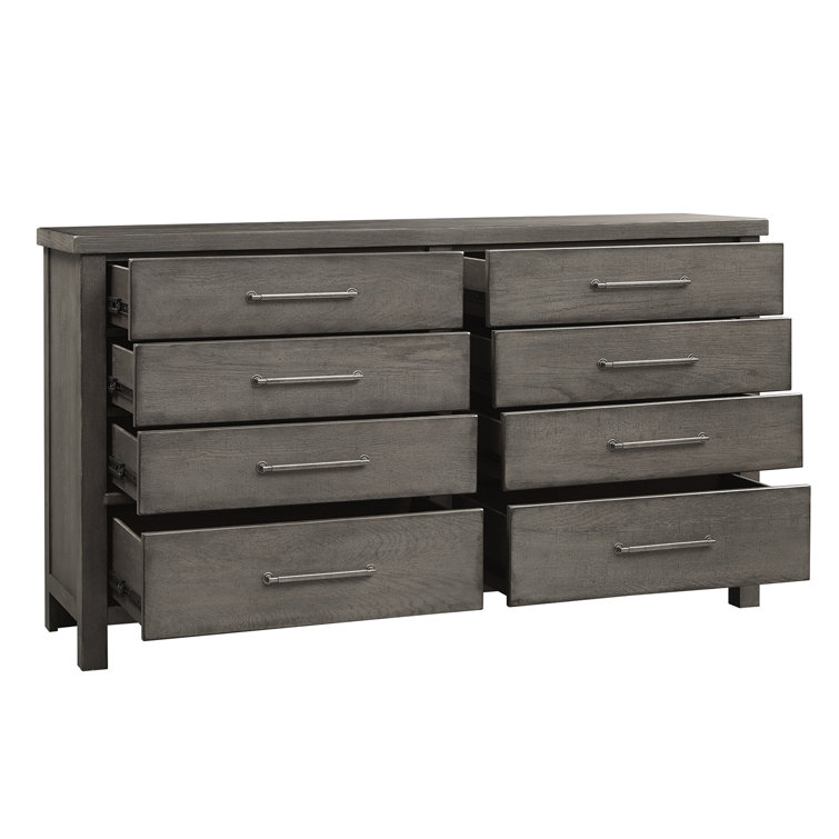 Dark Gray Farmhouse 8-Drawer Dresser with Felt Lined Drawers