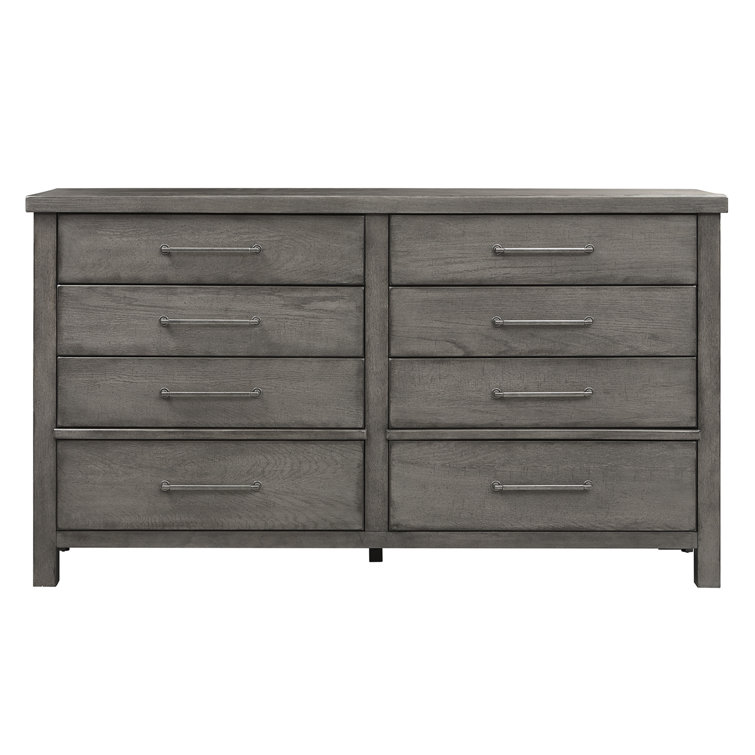 Dark Gray Farmhouse 8-Drawer Dresser with Felt Lined Drawers