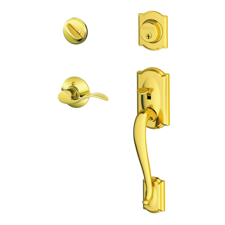 Camelot Brass Handleset with Deadbolt and Lever