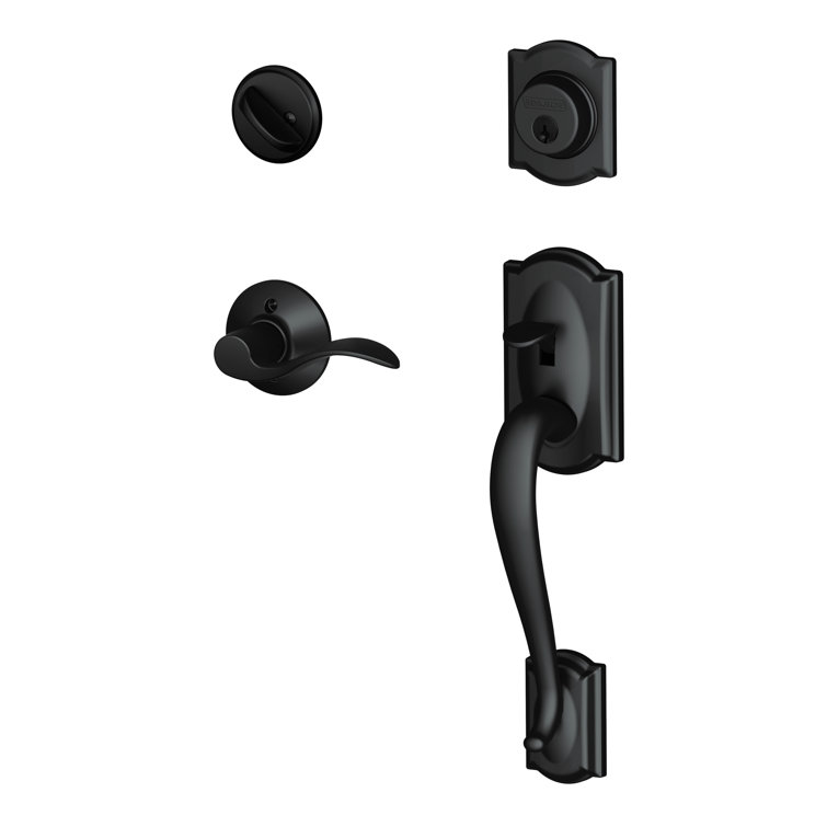 Matte Black Camelot Handleset with Deadbolt and Lever