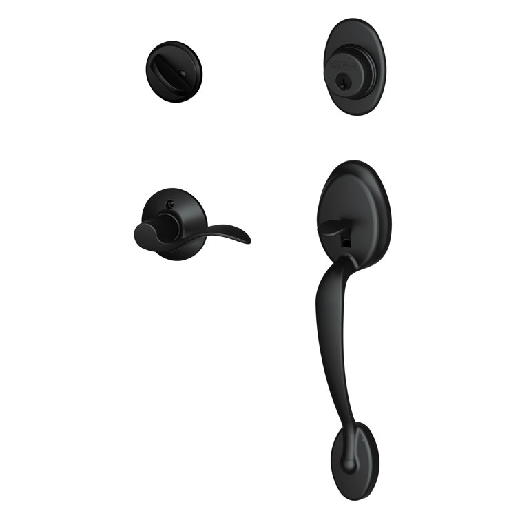 Matte Black Single Cylinder Handleset with Accent Lever