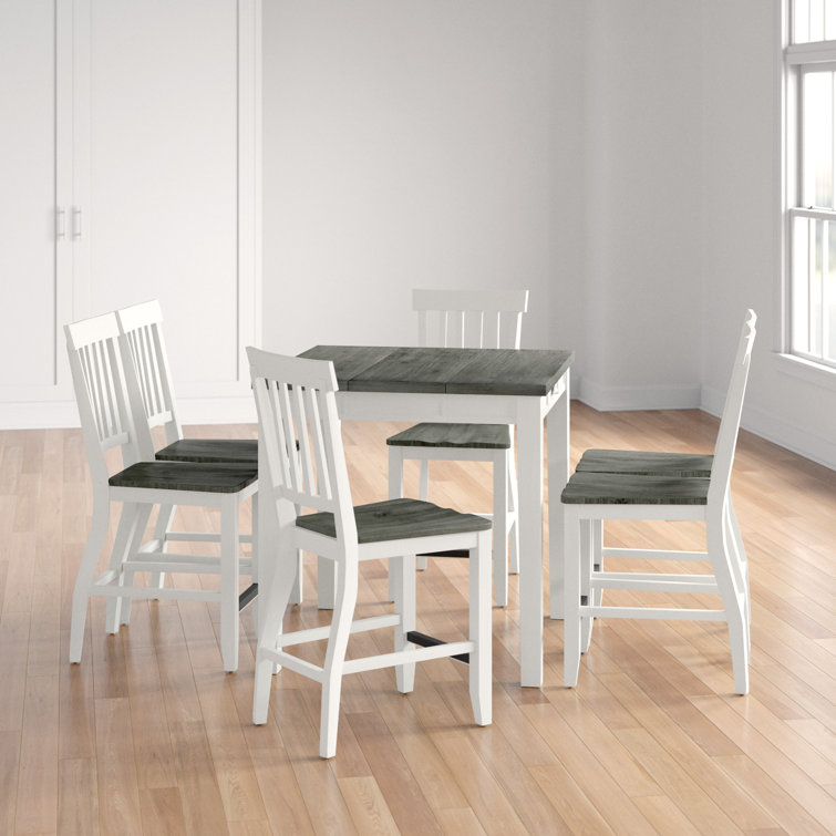 Gray and White Acacia Wood 7-Piece Counter Height Dining Set