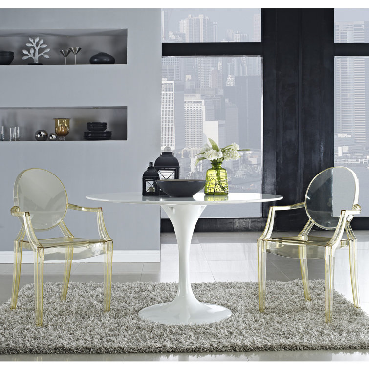Opaque Glossy Black Louis Ghost Neoclassical Armchair