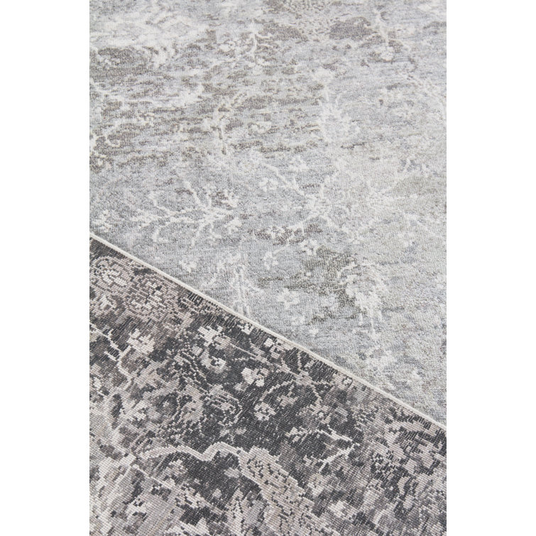 Hand-Knotted Gray and Ivory Silk 8' x 10' Abstract Rug