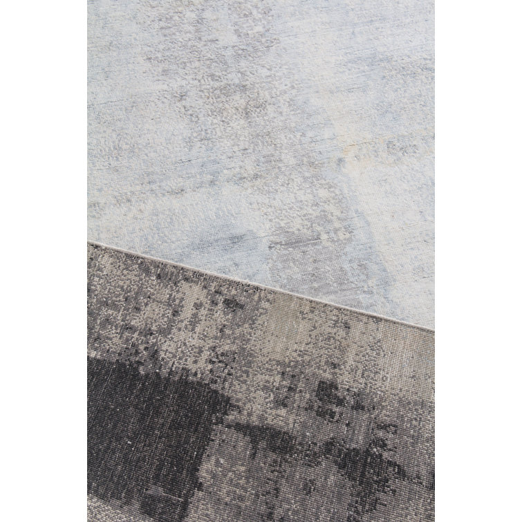 Luxurious Hand-Knotted Silver and Gray Silk Area Rug, 10' x 14'