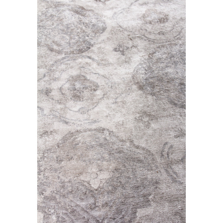 Elegance Hand-Knotted Gray Geometric 8' x 10' Viscose Silk Rug