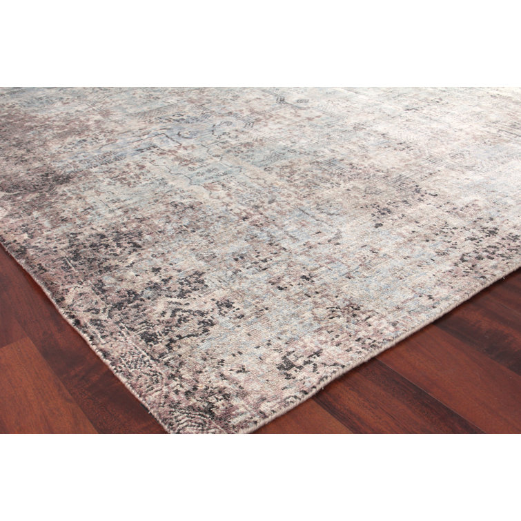 Luxurious Hand-Knotted Silk Ivory and Dark Gray 10' x 14' Area Rug