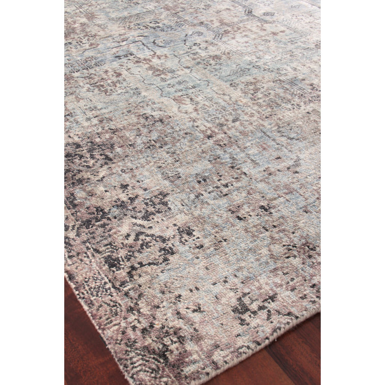 Luxurious Hand-Knotted Silk Ivory and Dark Gray 10' x 14' Area Rug