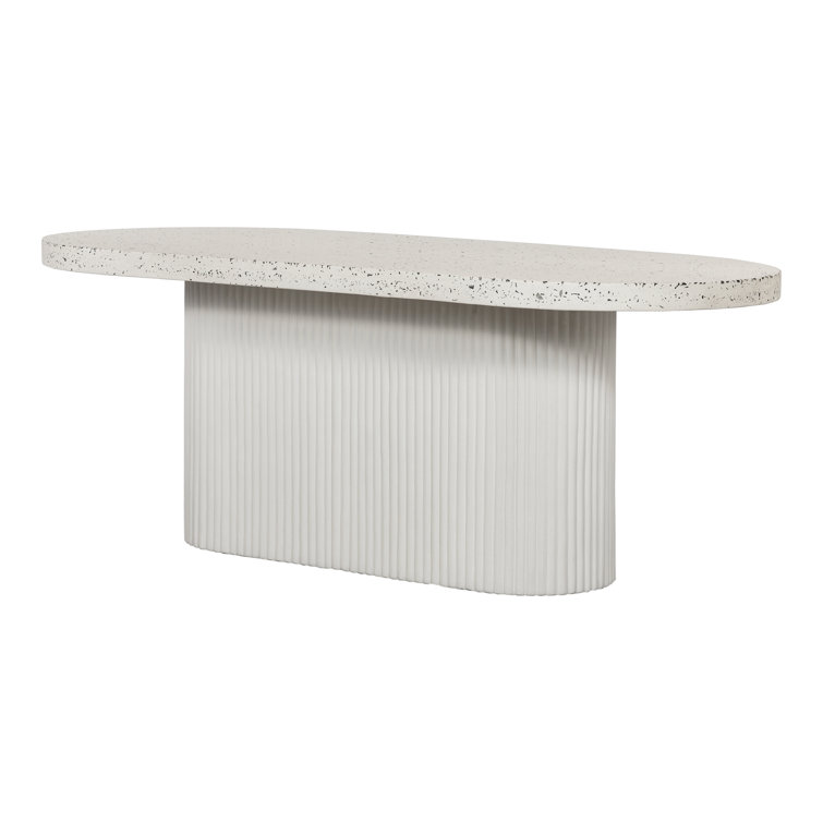 Contemporary Gray Terrazzo Oval Outdoor Dining Table