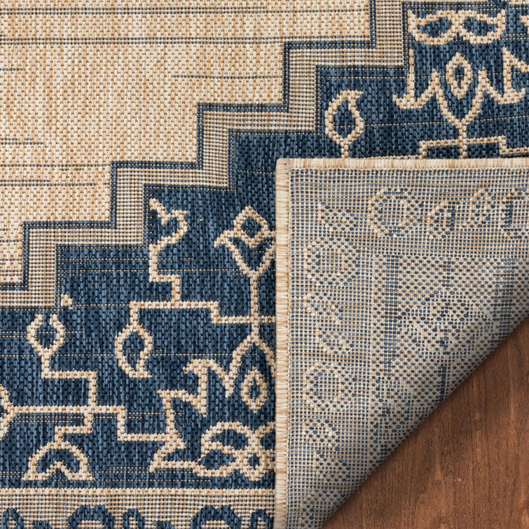 Medusa Blue and Beige Synthetic Flatweave Area Rug