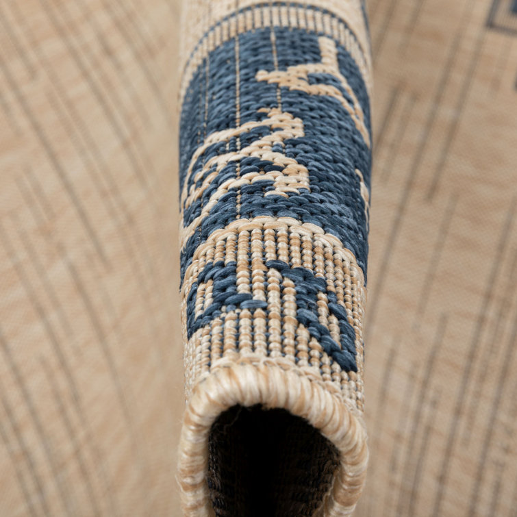 Medusa Blue and Beige Synthetic Flatweave Area Rug
