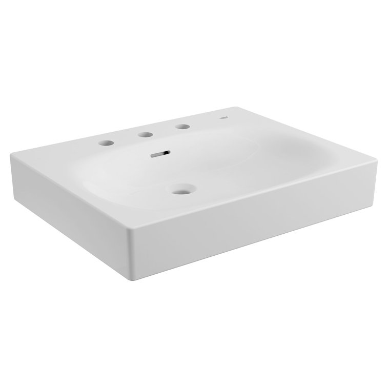 Alpine White Ceramic 24" Wall-Mount Bathroom Sink