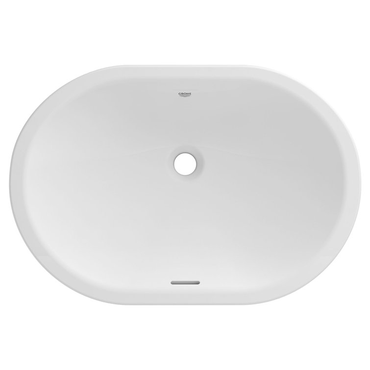Essence Alpine White Oval Ceramic Undermount Bathroom Sink
