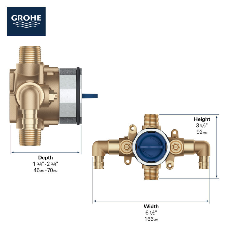 GrohSafe 3.0 Brass Pressure Balance Valve with PEX Elbows