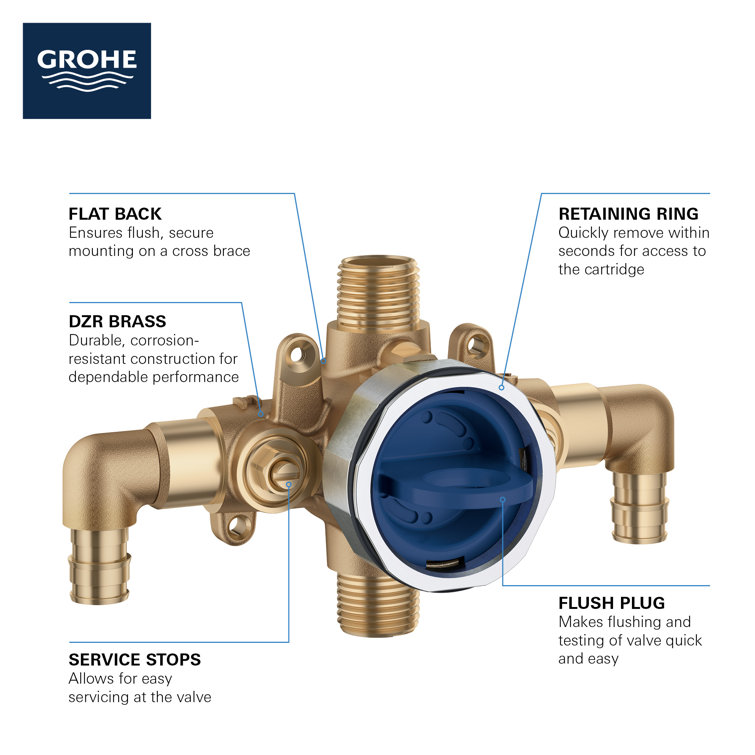 GrohSafe 3.0 Brass Pressure Balance Valve with PEX Elbows