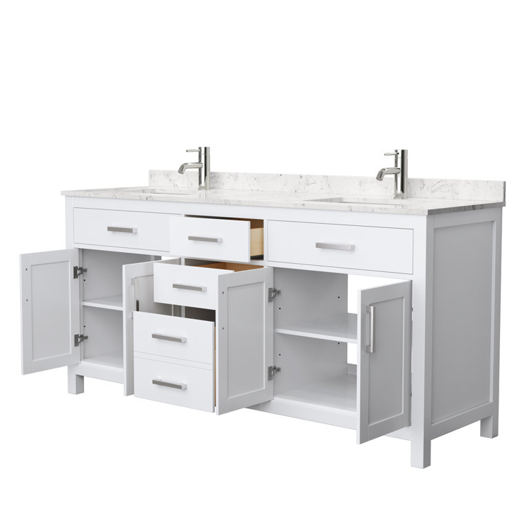 Beckett Classic 72" White Cultured Marble Double Bathroom Vanity